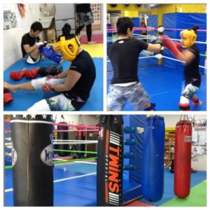 鈴木 昭徳後援会長が、バンコクで仕入れてきてくださった左から二つ目のサンドバッグ、蹴り心地抜群ですよ☆ 熱いマスが繰り広げられた土曜日午後◎ 